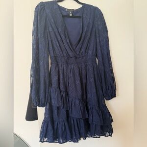 Aqua Deep Blue Long Sleeve Dress